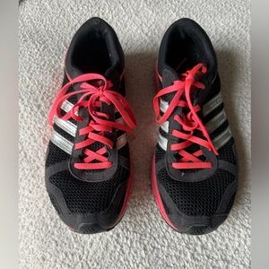 Adidas Black Sneakers with Pink Laces and Silver Stripes